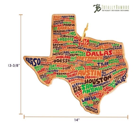 Totally Bamboo Destination Texas Cutting Board, 20" x 18.9" NEW - Picture 3 of 4
